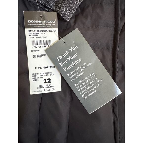 Donna Ricco NY Women's Black White Salt Pepper Button Up Blazer Size 12 NEW - Picture 8 of 10